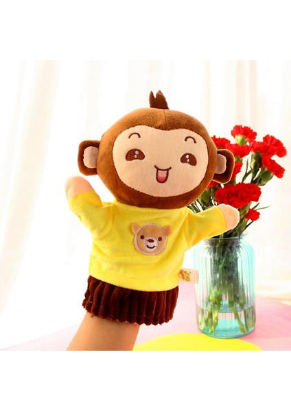 Sarı Maymun Çocuk Yatıştırıcı El Peluş Oyuncak Kukla 25 cm (Yurt Dışından)