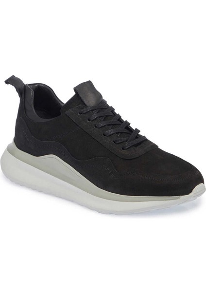 Siyah Hakiki Nubuk Deri Erkek Sneaker - E24I1AY56912-A64