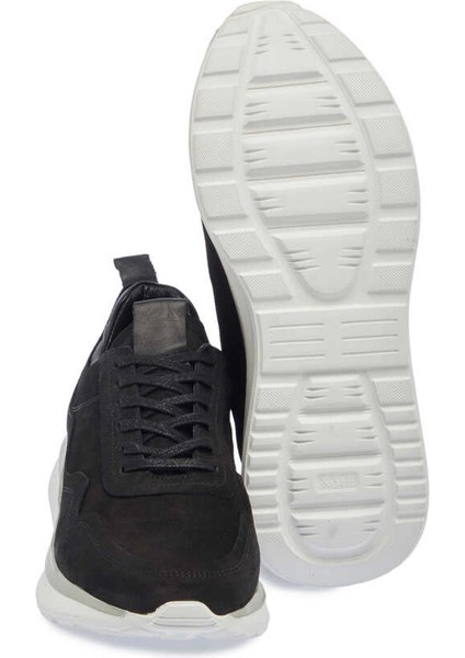 Siyah Hakiki Nubuk Deri Erkek Sneaker - E24I1AY56912-A64 fırsatları