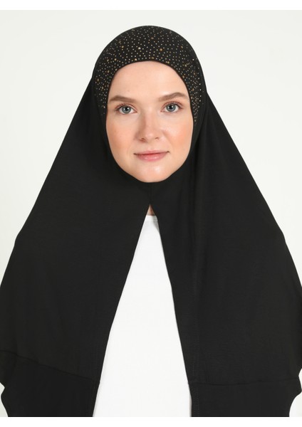 ST014-VİSKON Taşlı Scarfs Hijab 01 Siyah-Gold fırsatları