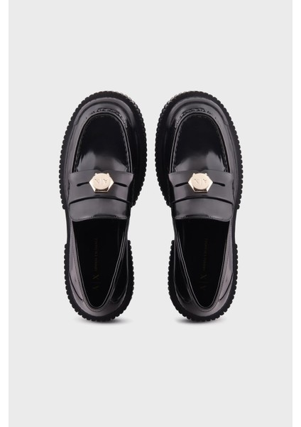 Armani Exchange Deri Logolu Loafer  Kadın Ayakkabı XDA005 XV878 00002