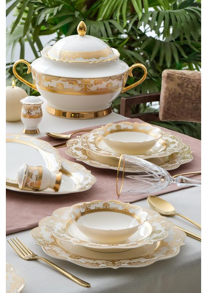 Diana 60 Parça 12 Kişilik Gold Porselen Yemek Takımı