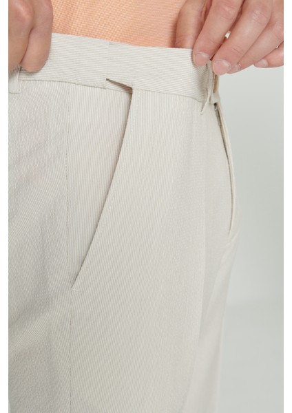 Slim Fit Dar Kesim Kırışmaz Kumaş Gofre Desenli Beli Lastikli Pantolon fırsatları