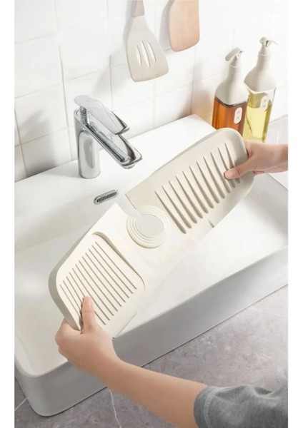Elastik Musluk Matı Su Tutucu Düzenleyici Kaydırmaz Taban Organizer Mutfak Banyo Lavabo