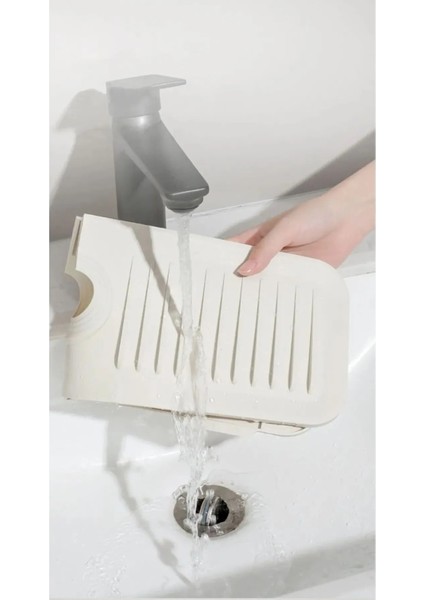Elastik Musluk Matı Su Tutucu Düzenleyici Kaydırmaz Taban Organizer Mutfak Banyo Lavabo