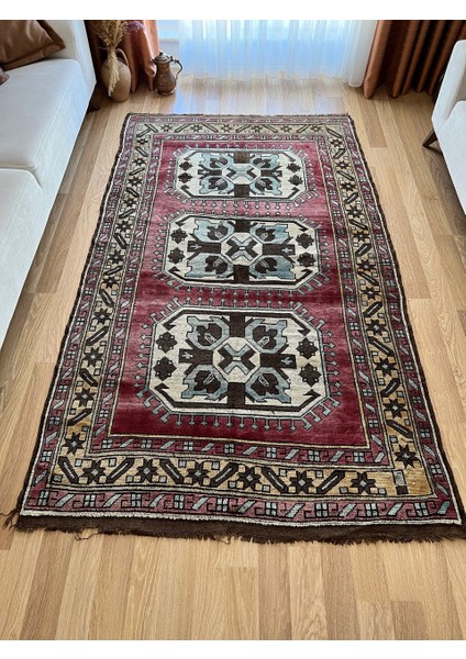 143X237 cm El Dokuma Anadolu Kilimi Harika Kondisyonlu Dekoratif Antik Kilim