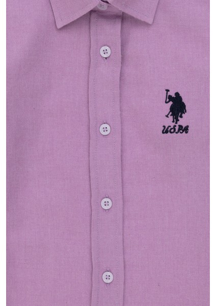 U.S. Polo Assn. Kız Çocuk Lila Desenli Gömlek 50297426-VR034