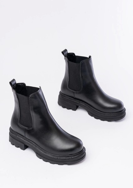 745-2137 Siyah Kalın Taban Lastikli Günlük Kadın Bot fırsatları