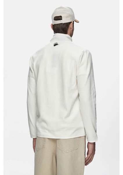 GREMIO Bej Polar Dik Yaka Nakışlı Standard Fit Erkek Sweatshirt fırsatları