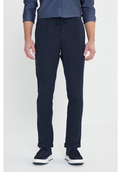 Slim Fit Dar Kesim Beli Bağlamalı Yan Cep Esnek Casual Pantolon