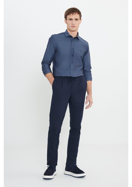Slim Fit Dar Kesim Beli Bağlamalı Yan Cep Esnek Casual Pantolon