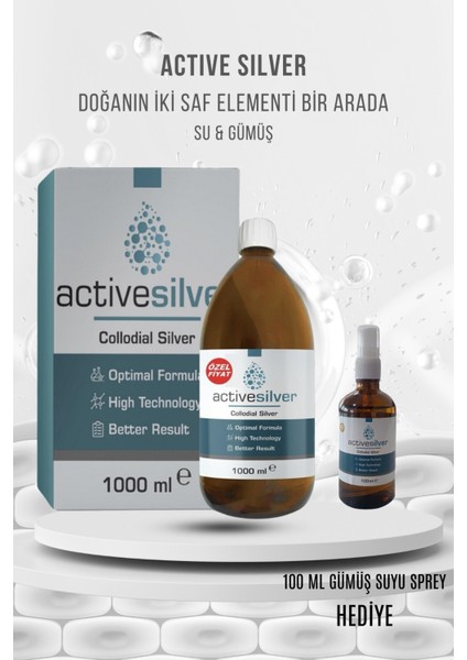 Active Silver 
kolloidal Gümüş Suyu 50 Ppm + Gümüş Suyu Sprey Bundle