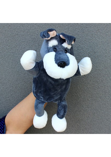 Schnauzer Hayvan Rol-Play Çocuk El Kuklası Peluş Oyuncak 28CM (Yurt Dışından)