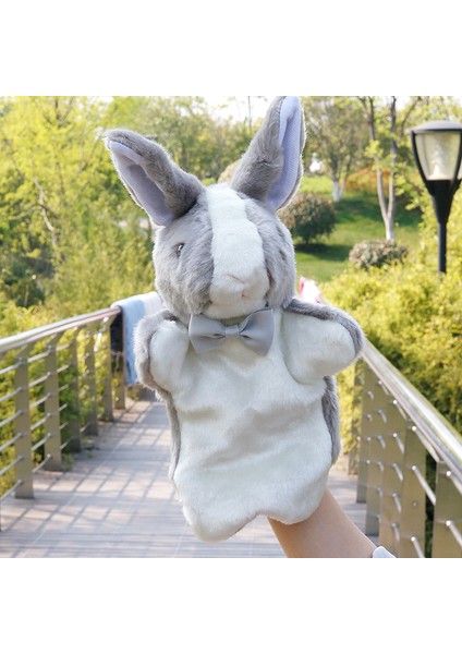 Küçük Gri Tavşan El Kuklası Peluş Oyuncak 25CM (Yurt Dışından)