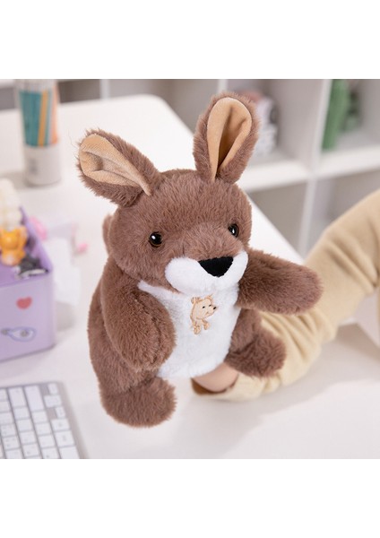 Kanguru Çocuk El Kuklası Oyuncak Çocuk Hediyesi Peluş Oyuncak 25CM (Yurt Dışından)