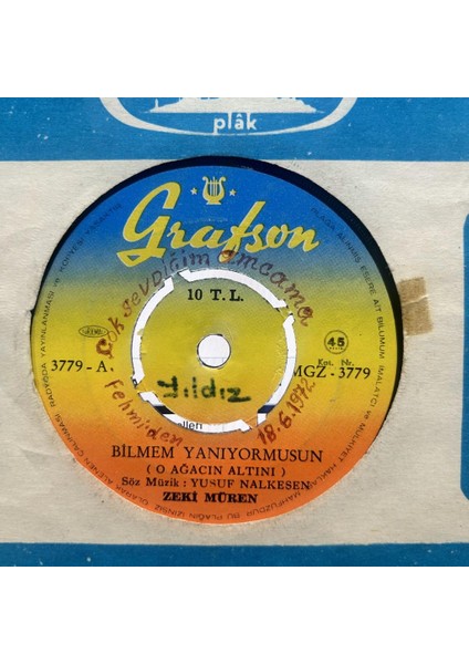 Zeki Müren - O Ağacin Altini Şeytana Uyduk Bir Kerre 45'lik - Plak