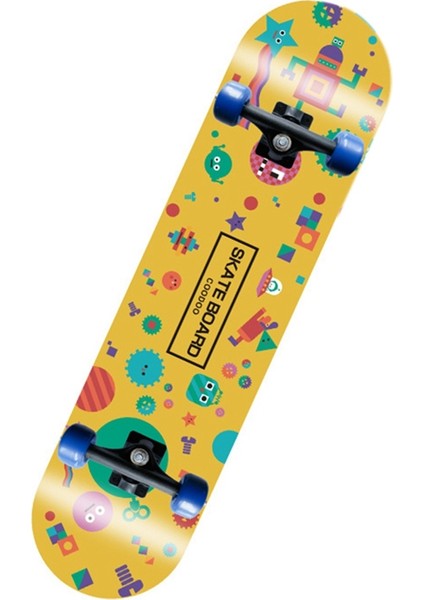 Dört Tekerlekli Kaykay Çift Rocker Otoyol Fırça Sokak Tahtası Ahşap Tahta Yetişkin Kaykay Scooter Robot Desen (Yurt Dışından)