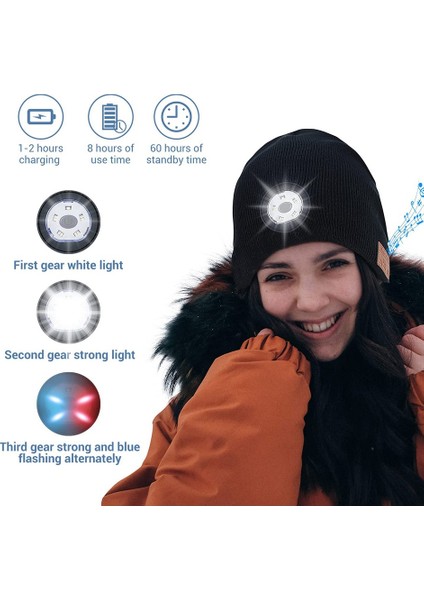 LED Işıklı Beanie Bluetooth Şapka Kablosuz Müzikli Örme Başlıklı, Kulaklıklı, Stereo Hoparlörlü ve Koşu Için Mikrofonlu, D (Yurt Dışından) fiyatları