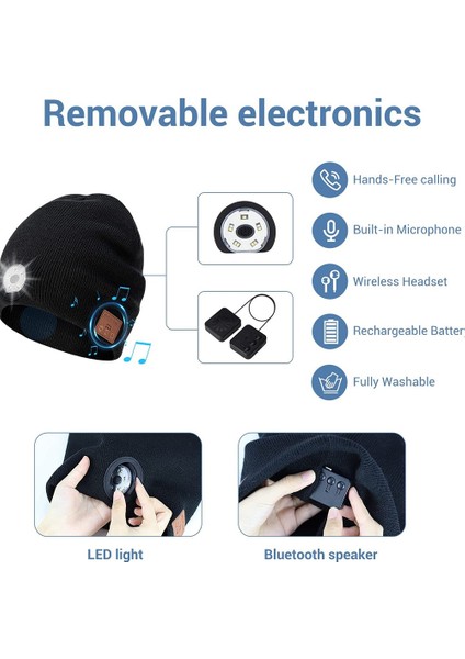 LED Işıklı Beanie Bluetooth Şapka Kablosuz Müzikli Örme Başlıklı, Kulaklıklı, Stereo Hoparlörlü ve Koşu Için Mikrofonlu, D (Yurt Dışından) indirimleri