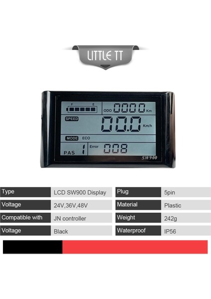 Ebike SW900 LCD Ekran Kontrolü Elektrikli Bisiklet Hız Ölçer Sm Fiş Kayıt Enstrüman Kontrolü/ayarı 24-72V (Yurt Dışından)