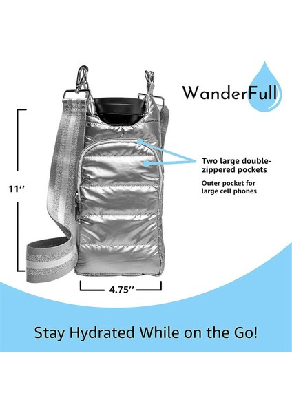 Su Şişesi Çantası, Crossbody Su Şişesi Kılıfı Kapak Kılıfı Kayış ve Kadınlar Için Cepler Yürüyüş Yürüyüş Kamp (Yurt Dışından) indirimleri