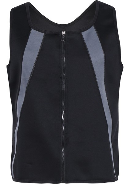 Spor Erkek Giyim Koşu Spor Erkekler Bel Yelek Weightloss Için Sıcak Neopren Korse Vücut Şekillendirici Fermuar Tank Top Açık L (Yurt Dışından)
