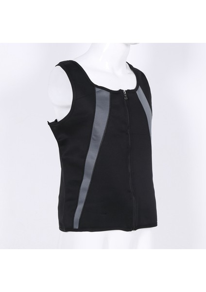 Spor Erkek Giyim Koşu Spor Erkekler Bel Yelek Weightloss Için Sıcak Neopren Korse Vücut Şekillendirici Fermuar Tank Top Açık L (Yurt Dışından)