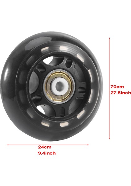 4'lü Paket Sıralı Paten Tekerlekleri Iç/dış Mekan Yedek Tekerlek, Rulmanlar 70MM, Siyah (Yurt Dışından)