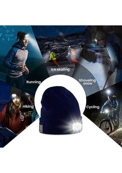 Kürek Kar Sürme Için Kış Sıcak Bluetooth Kafa Işık Lambası Şapka Bere LED Müzik Kap Hoparlörler ve Mikrofon Kulakiçi, C (Yurt Dışından)