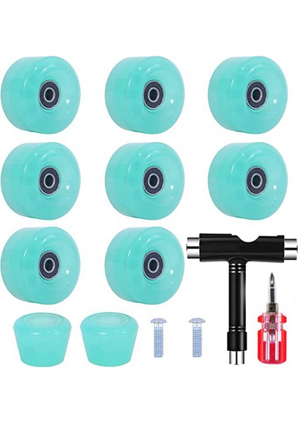 8 Parça Paten Tekerleği Seti, Uç Tıkaçlı, 58MM x 32MM, 82A Dış Mekan/iç Mekan Kaykay Tekerleği Yeşil (Yurt Dışından)