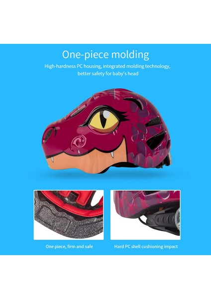 Çocuk Bisiklet Kaskı Tasarım Dinozor Desenli Güvenlik Bisiklet Mtb Bisiklet Ultralight Kask Yürümeye Başlayanlardan Ayarlanabilir Gül Kırmızı (Yurt Dışından) fırsatları