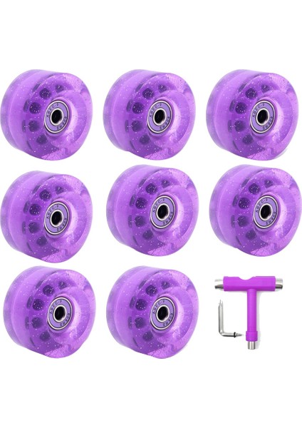 Paket 32 x 58MM 82A Rulmanlı Paten Tekerlekleri, Çok Fonksiyonlu Kaykay Paten Aksesuarları Mor (Yurt Dışından)