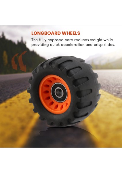 Tüm Arazi Off Road Kaykay Longboard Tekerlekleri Yol Sönümleme Tekerleği Dans Tahtası Yuvarlak (4'lü Set Rulman Kolunu Içerir) (Yurt Dışından)