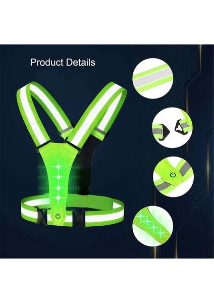 LED Yansıtıcı Yelek Koşu Takımı, Yüksek Görünürlük Koşu Yeleği Kol Bantlı Koşucular Için USB Şarj Edilebilir Koşu Işıkları (Yurt Dışından) modelleri