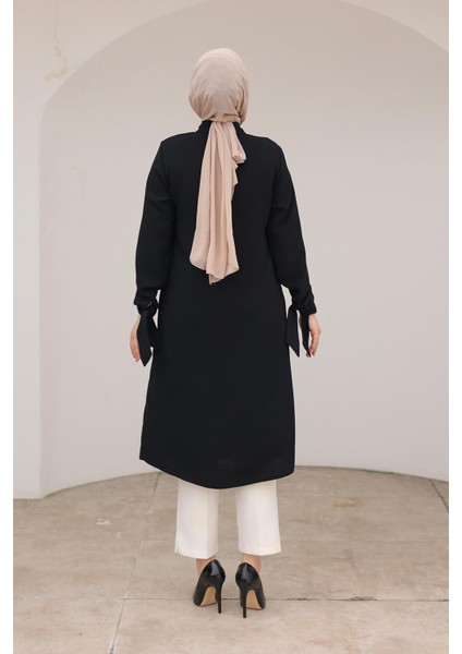 Gizli Düğmeli Gömlek Yakalı Tunik Siyah 24KT472 fırsatları