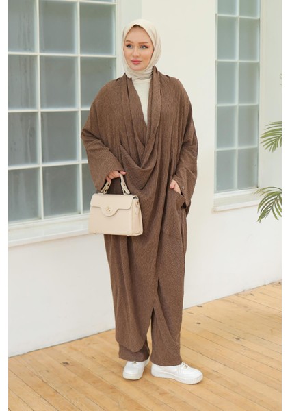 Degaje Yaka Cepli Salaş Kesim Ikili Takım Kahverengi 24KT633 indirimleri