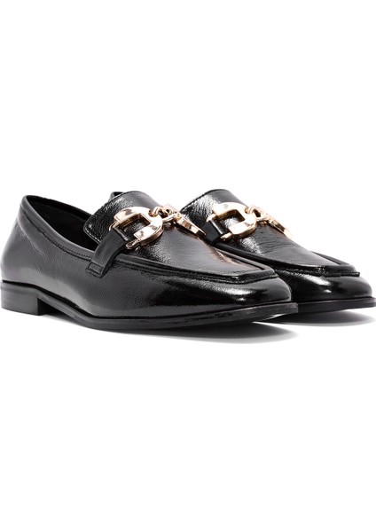 Kadın Siyah Toka Detaylı Deri Maskülen Loafer 24WFD161716 modelleri