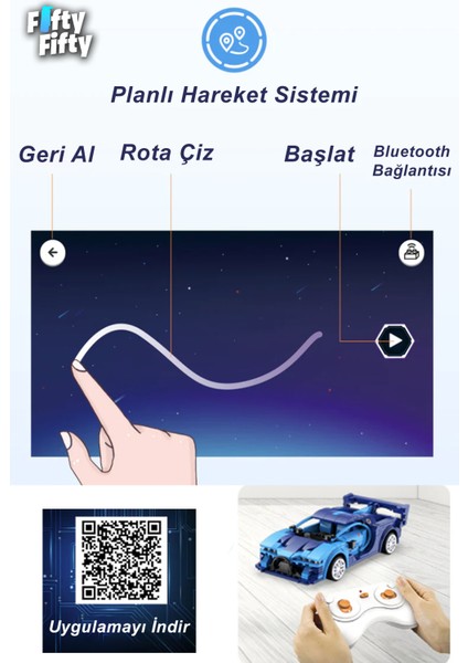 Cada Mavi Şövalye Yarış Arabası Uzaktan Kumandalı -C51077W (325 Parça) Oyuncak Yapım Seti