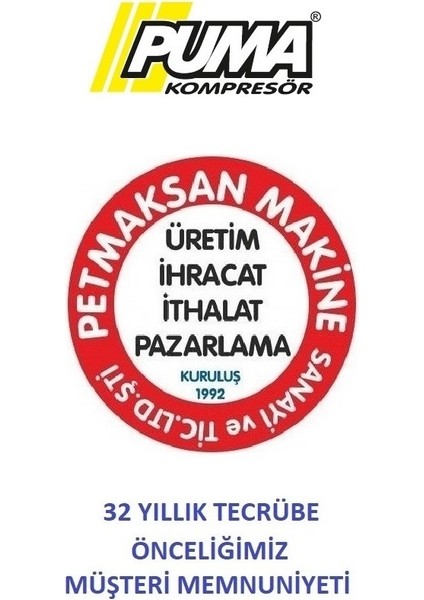 Hızlı Yüksek Verimli Yağsız Pistonlu Kompresör - 50 Lt - 2 Hp - 8 Bar - Hava Üretimi: 245 Lt/dk. - 220 Volt