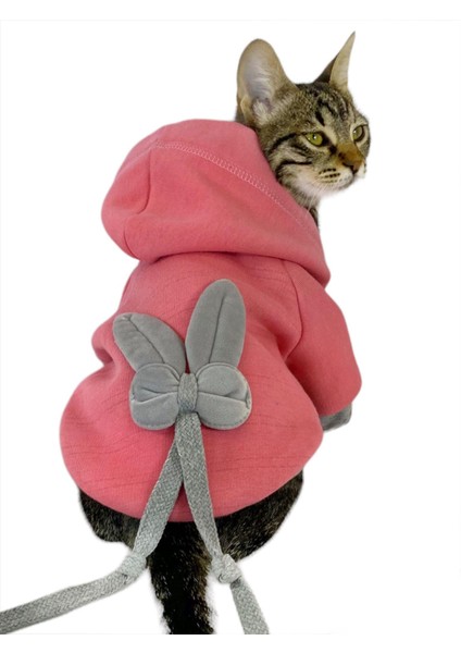 Pinky Rabbit Sweatshirt Kapşonlu Kedi Kıyafeti