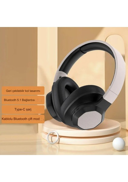 Bluetooth 5.1 Stereo Kulaklık Güçlü Bas Hd Ses Efekti Kulaküstü Kulaklık Ios Android Uyumlu