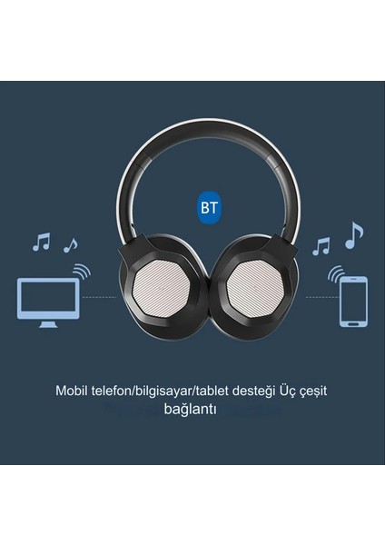 Bluetooth 5.1 Stereo Kulaklık Güçlü Bas Hd Ses Efekti Kulaküstü Kulaklık Ios Android Uyumlu