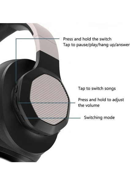 Bluetooth 5.1 Stereo Kulaklık Güçlü Bas Hd Ses Efekti Kulaküstü Kulaklık Ios Android Uyumlu