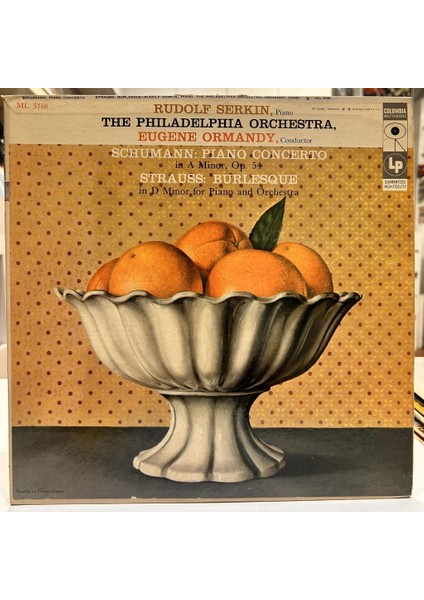 Rudolf Serkin Eugene Ormandy Conducts The Philadelphia Orchestra Schumann, Strauss ‎- Piano Concerto In A Mınor, Op. 54 Burlesque In D Mınor 1956 Baskı Lp - Plak