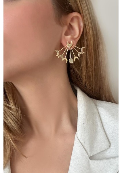 Antiallerjik Altın Kaplama Phases Of Spirutials Kadın Çivi Küpe