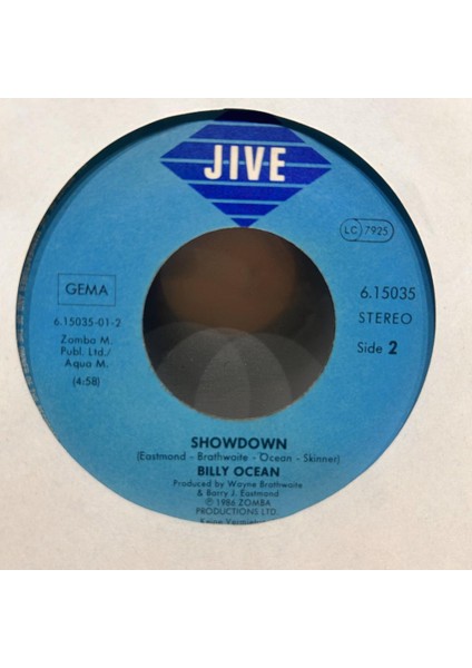 Billy Ocean - Get Outta My Dreams, Get Into My Car Showdown 45'lik - Plak fiyatları