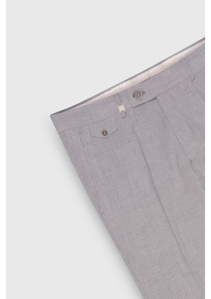 Slim Fit Dar Kesim Yünlü Desenli Yan Cepli Pantolon