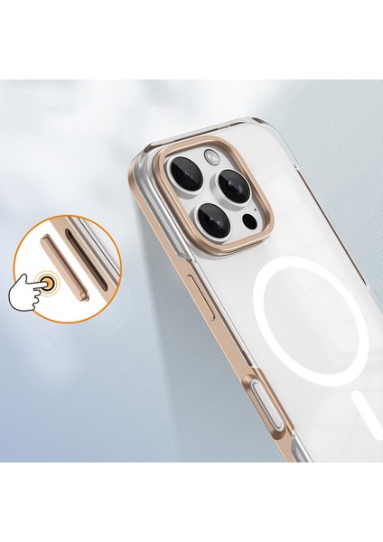 Apple iPhone 16 Pro Max Kılıf Magsafe Şarj Özellikli Çıkarılabilir Arka Yüzeyli Polar Kapak Gold