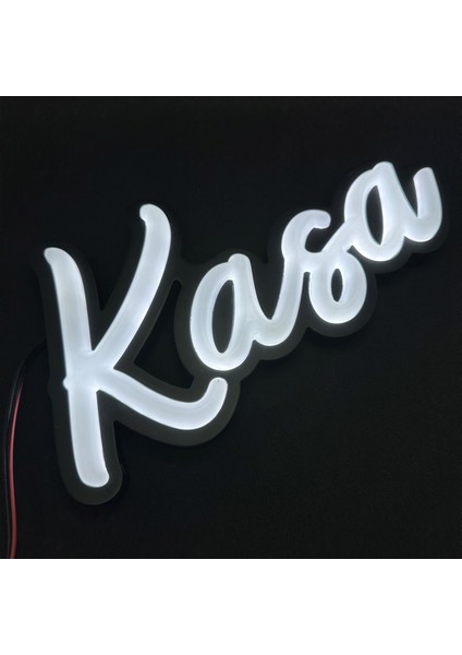 'kasa' El Yazısı Işıklı Özel Tabela LED Ile Neon Görünümlü Tabela (29X15CM)
