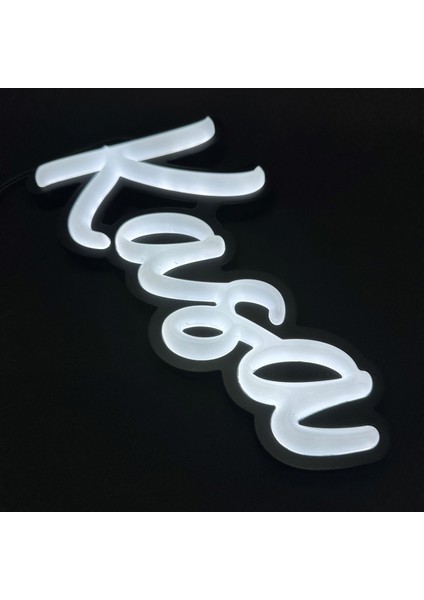 'kasa' El Yazısı Işıklı Özel Tabela LED Ile Neon Görünümlü Tabela (29X15CM)